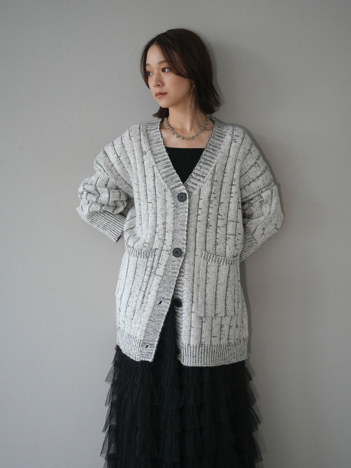 [予約]プレーティングオーバーニットカーディガン/white