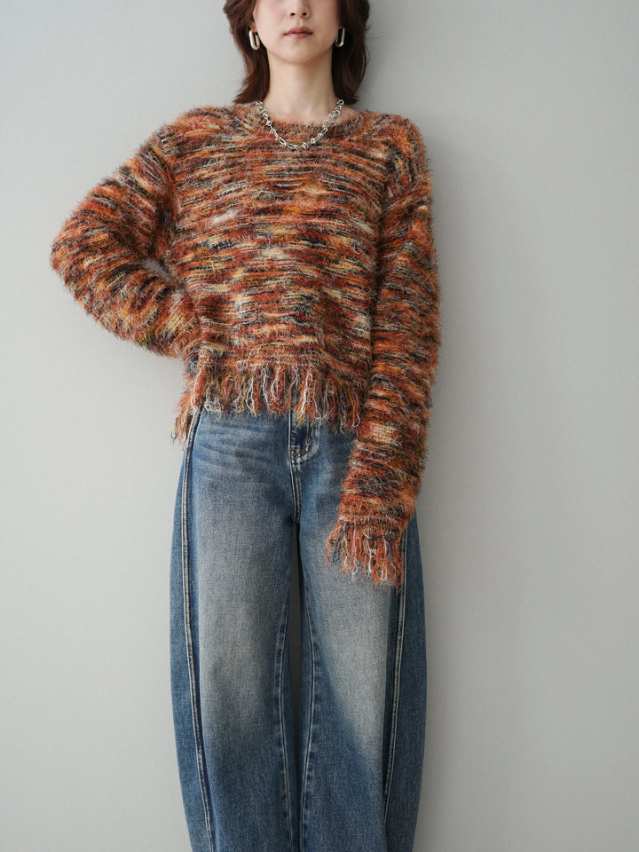 [SET]裾フリンジミックスヤーンシャギープルオーバー+裾フリンジミックスヤーンシャギープルオーバー(2set)