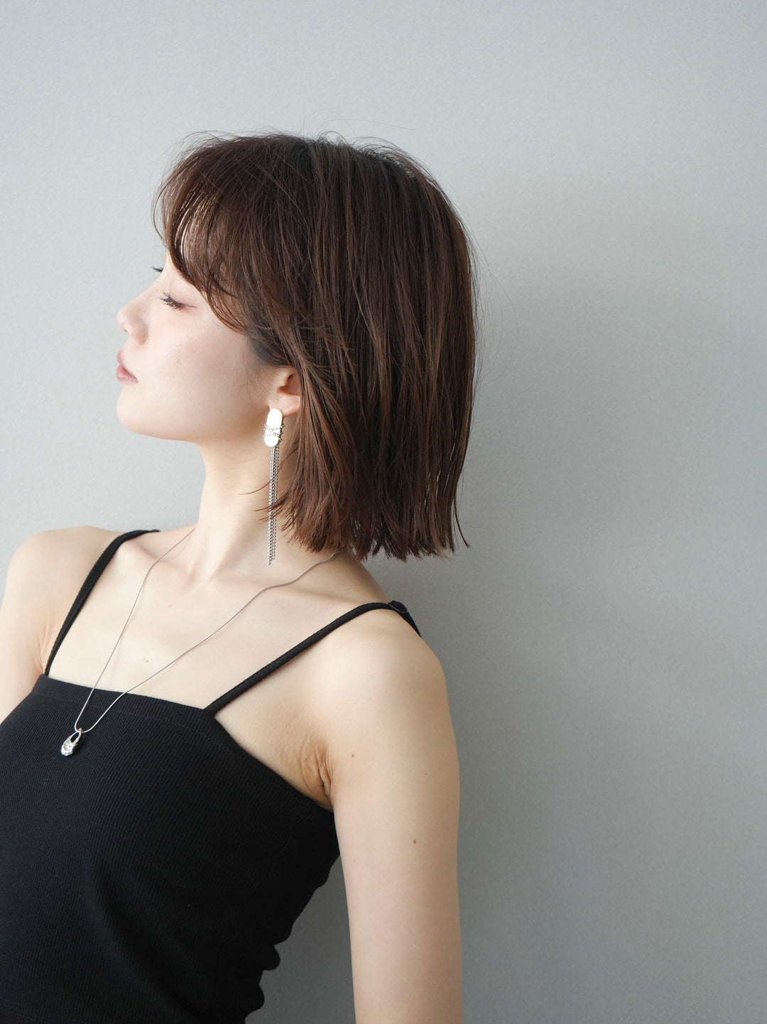 [予約]ロングチェーンモチーフピアス/mix