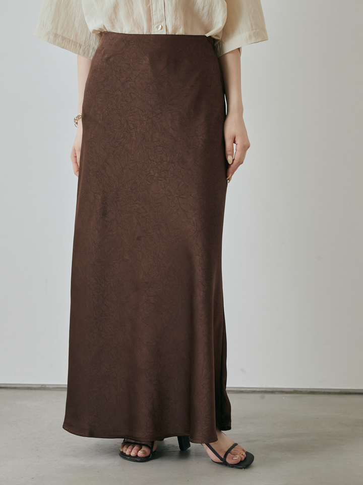 [予約]サテンワッシャーナロースカート/ブラウン