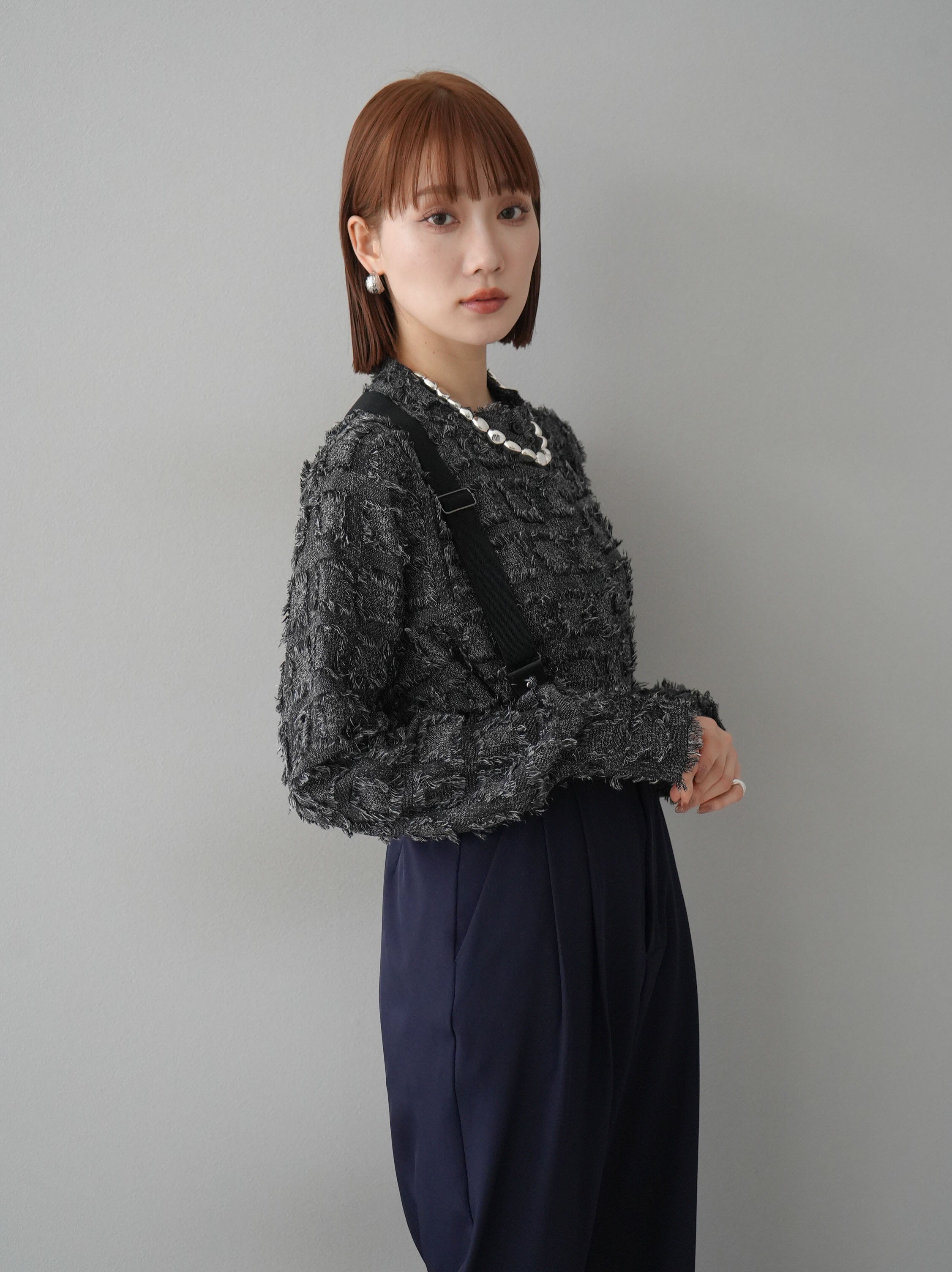 予約]サスペンダー付きツイルパンツ/ネイビー – Lumier