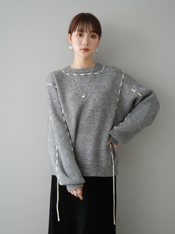 [預訂] 針織設計套頭衫/灰色