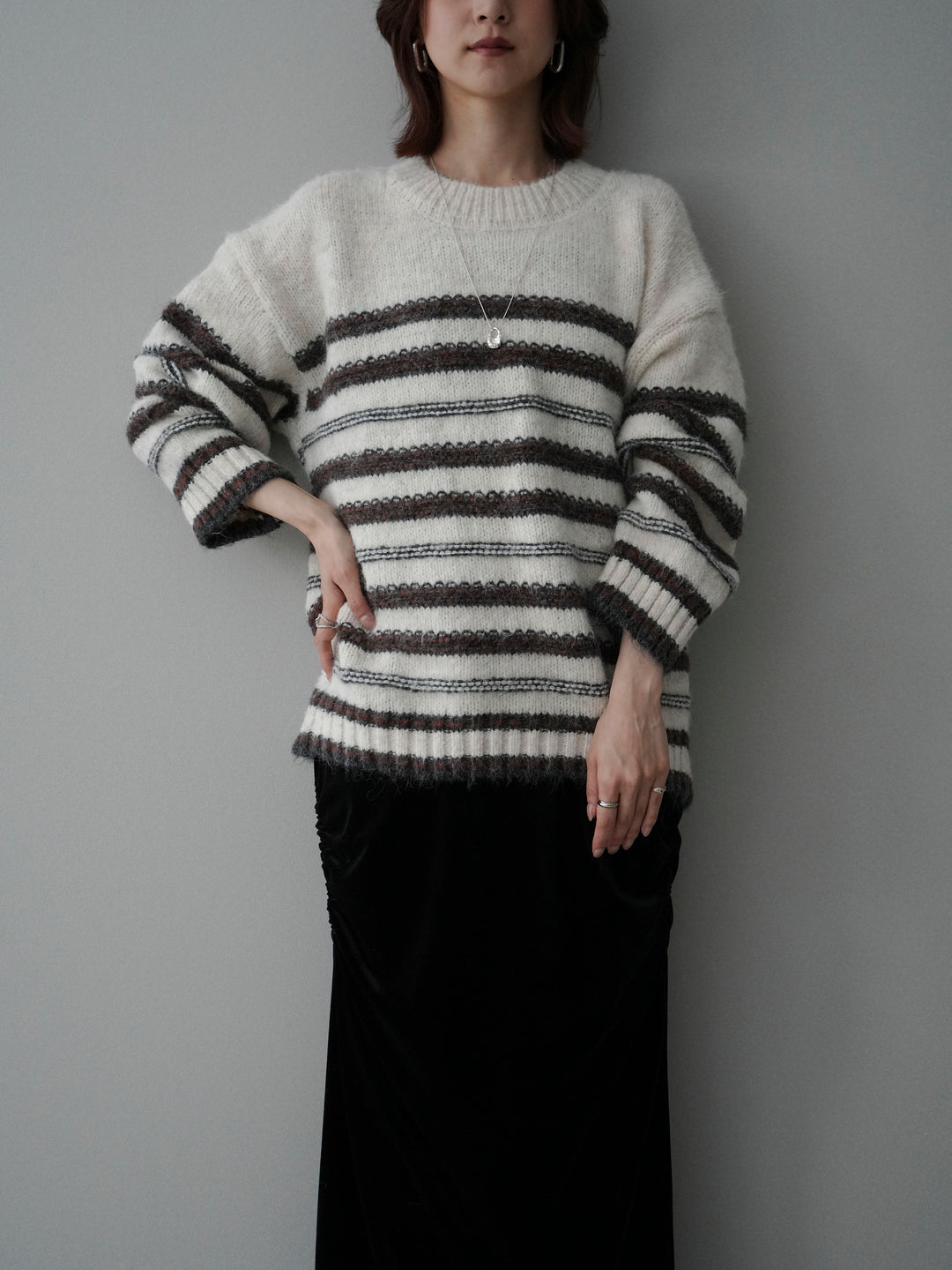 [SET]ステッチボーダーニットプルオーバー+ステッチボーダーニットプルオーバー(2set)