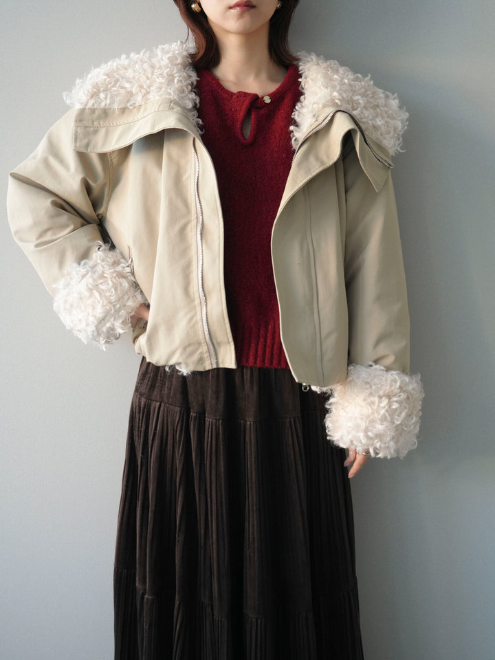 [SET]プードルファーダウンジャケット+ベロアティアードワッシャースカート(2set)