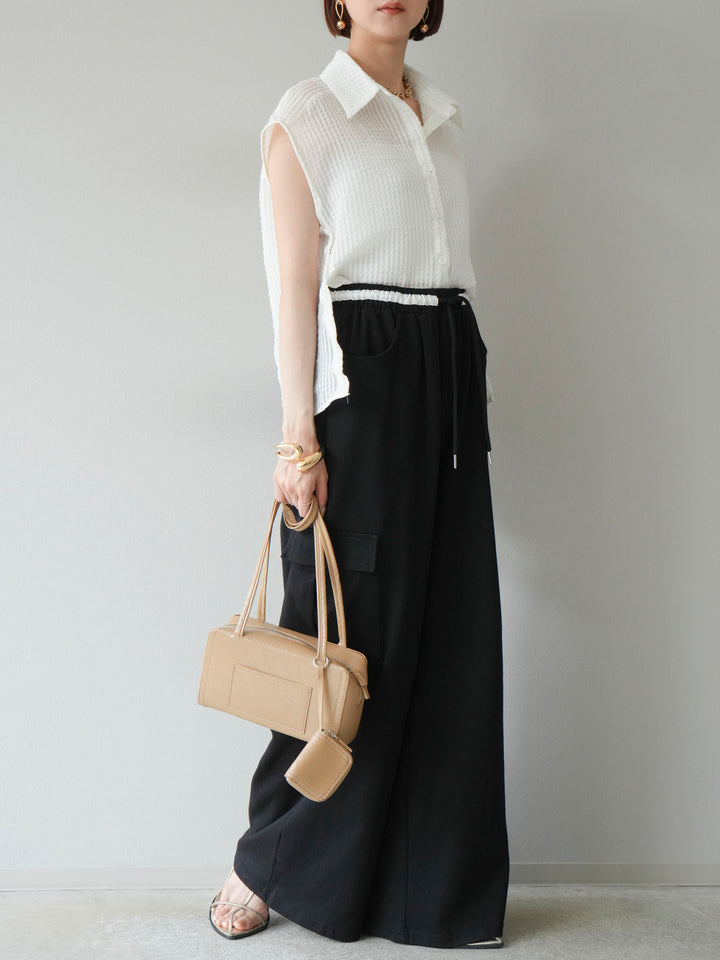 【預購】腰部側袋運動褲/黑色