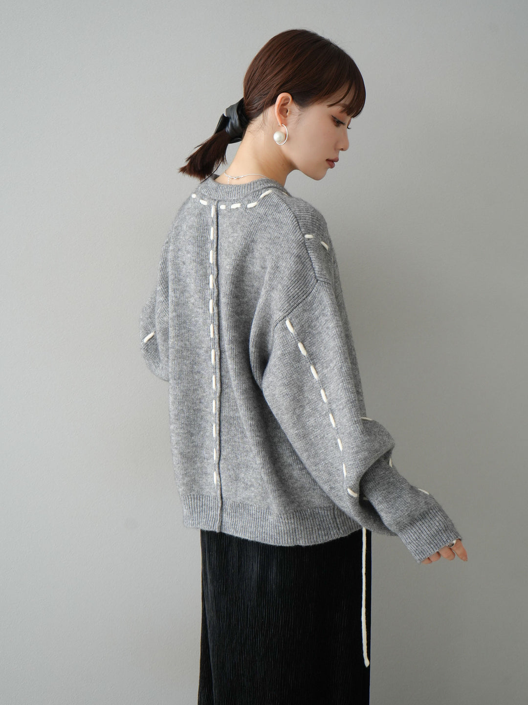 [預訂] 針織設計套頭衫/灰色