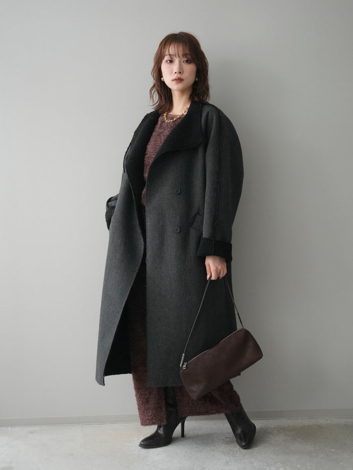 [SET]アウトシーム裏ボアコート+ラメシャギートップス(2set)