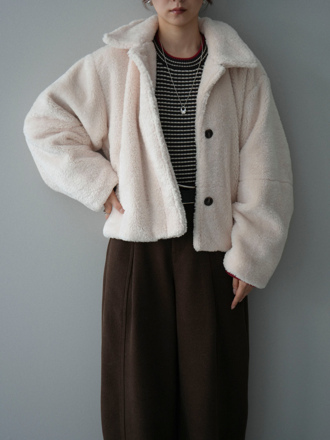 [SET]エコファーステンカラージャケット+エコファーステンカラージャケット(2set)