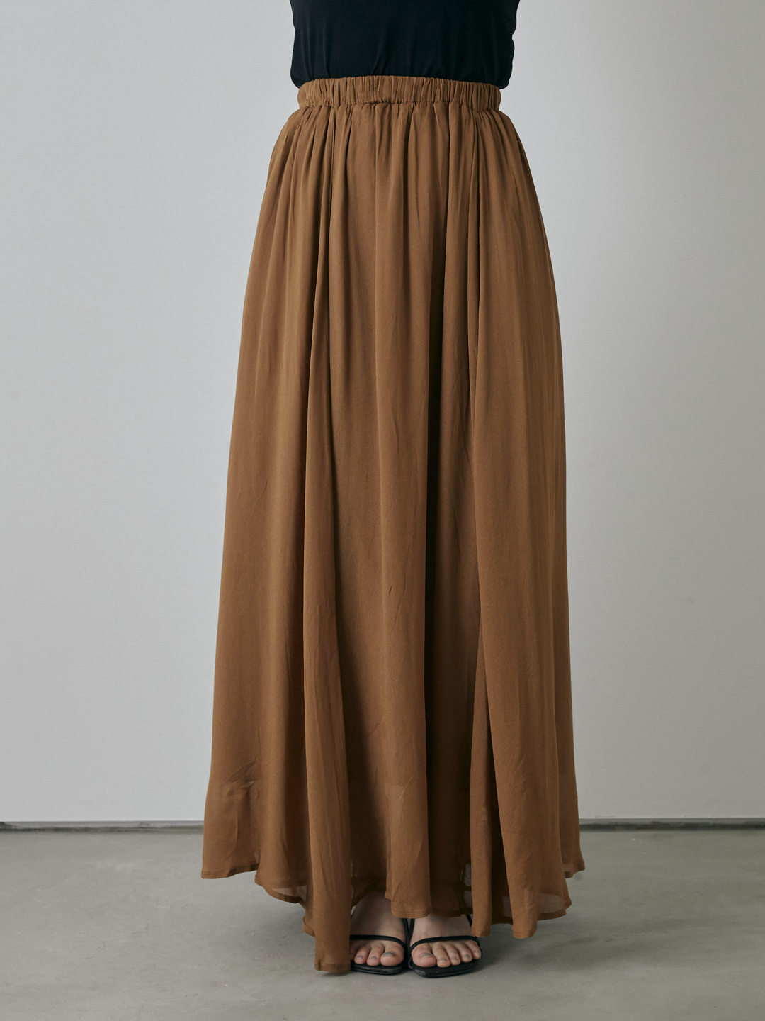 [予約]シアーフレアマキシスカート/ベージュ