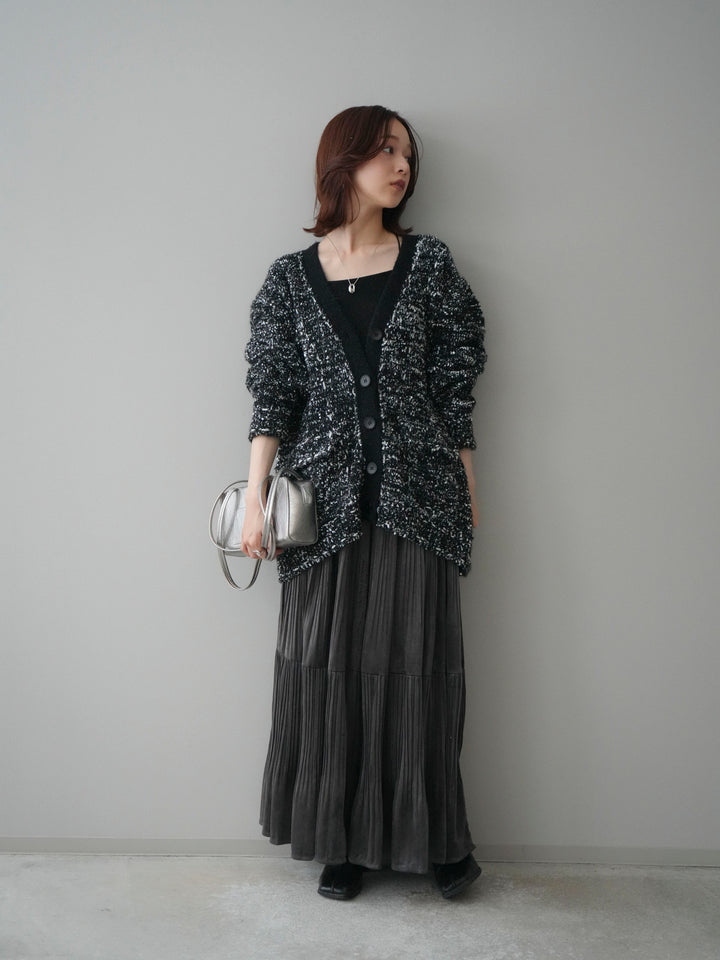 [予約]モールネップニットカーディガン/black