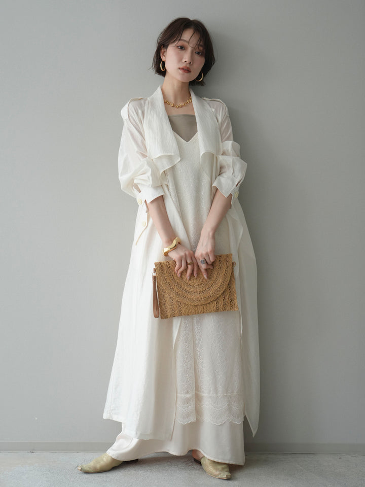 [予約]サテンレースレイヤードキャミワンピース/ivory