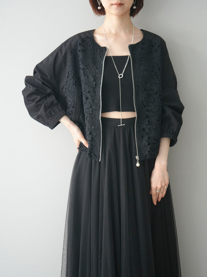 [SET]レースドッキングブルゾン+選べるアクセセット(2set)