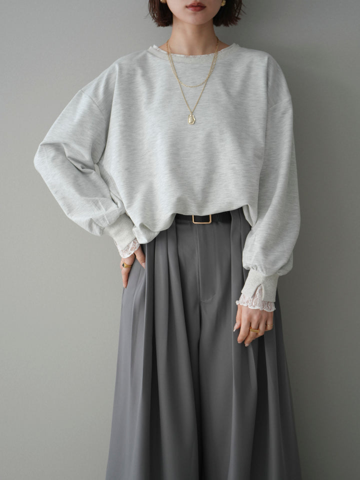 [予約]袖レースカットバルーンプルオーバー/oatmeal