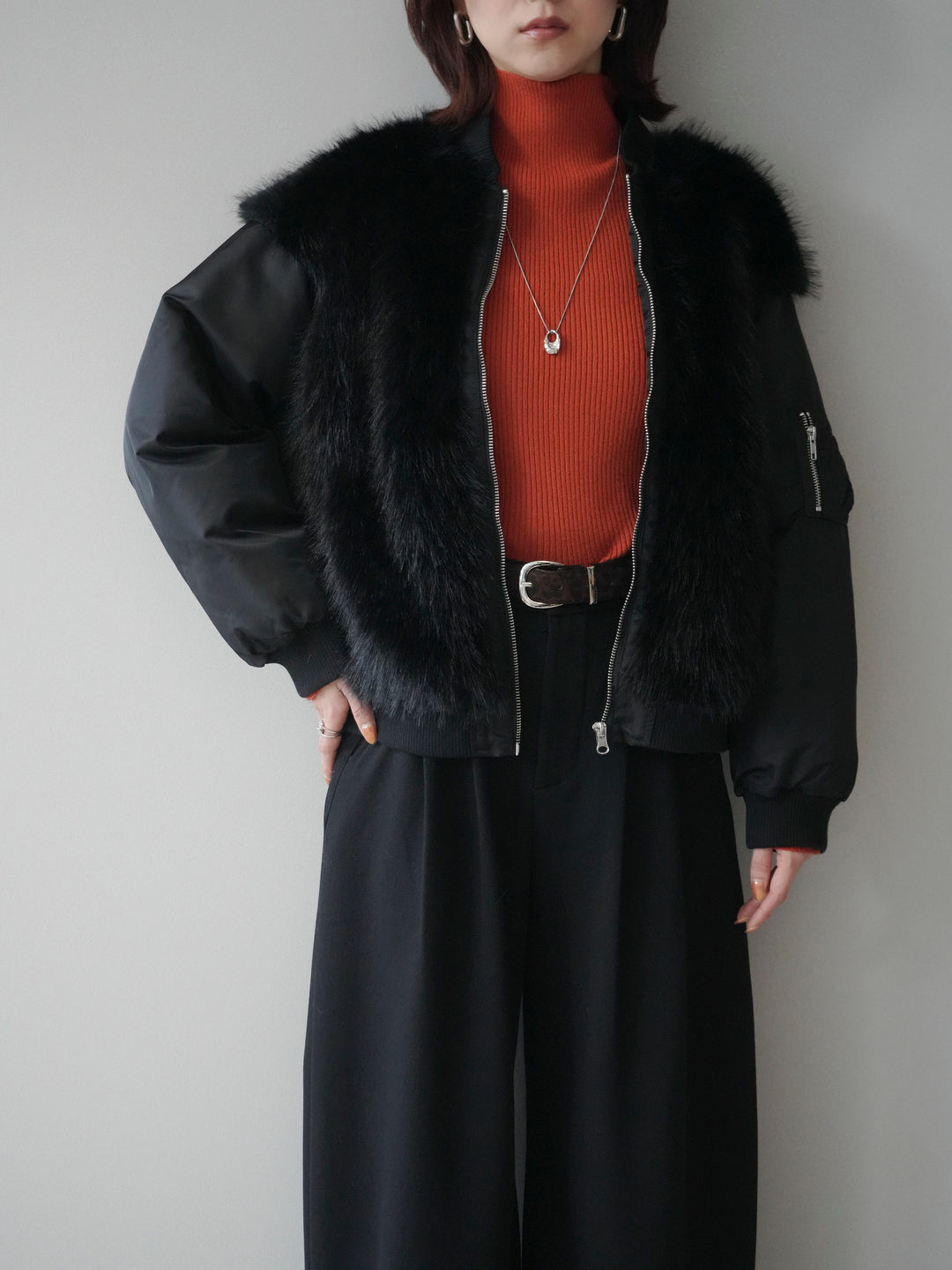 [預訂] 人造毛組合 MA-1/黑色