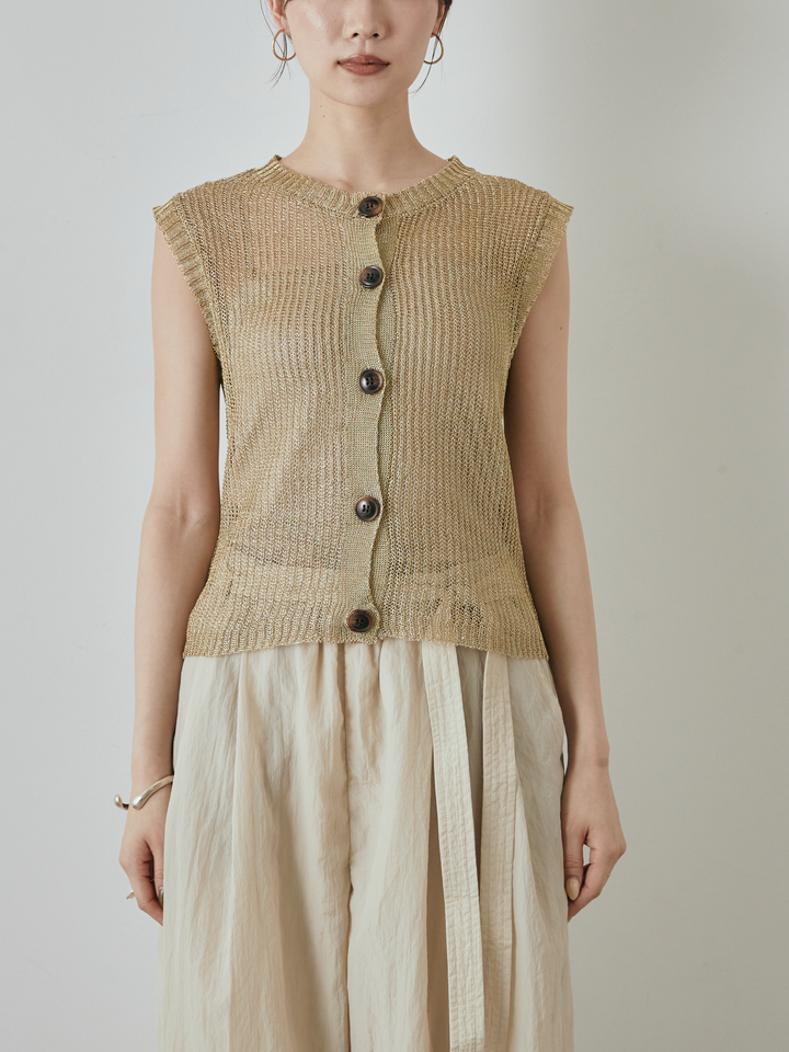 [預購] 細繩針織背心/金色