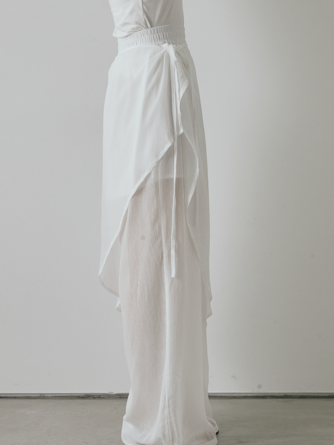 [予約]シアーワッシャーラップデザインパンツ/ホワイト