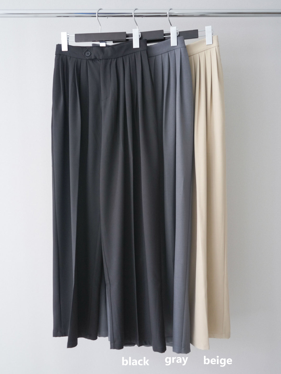 [SET]配色ハーフスリーブニットトップス+メニータックワイドパンツ(2set)