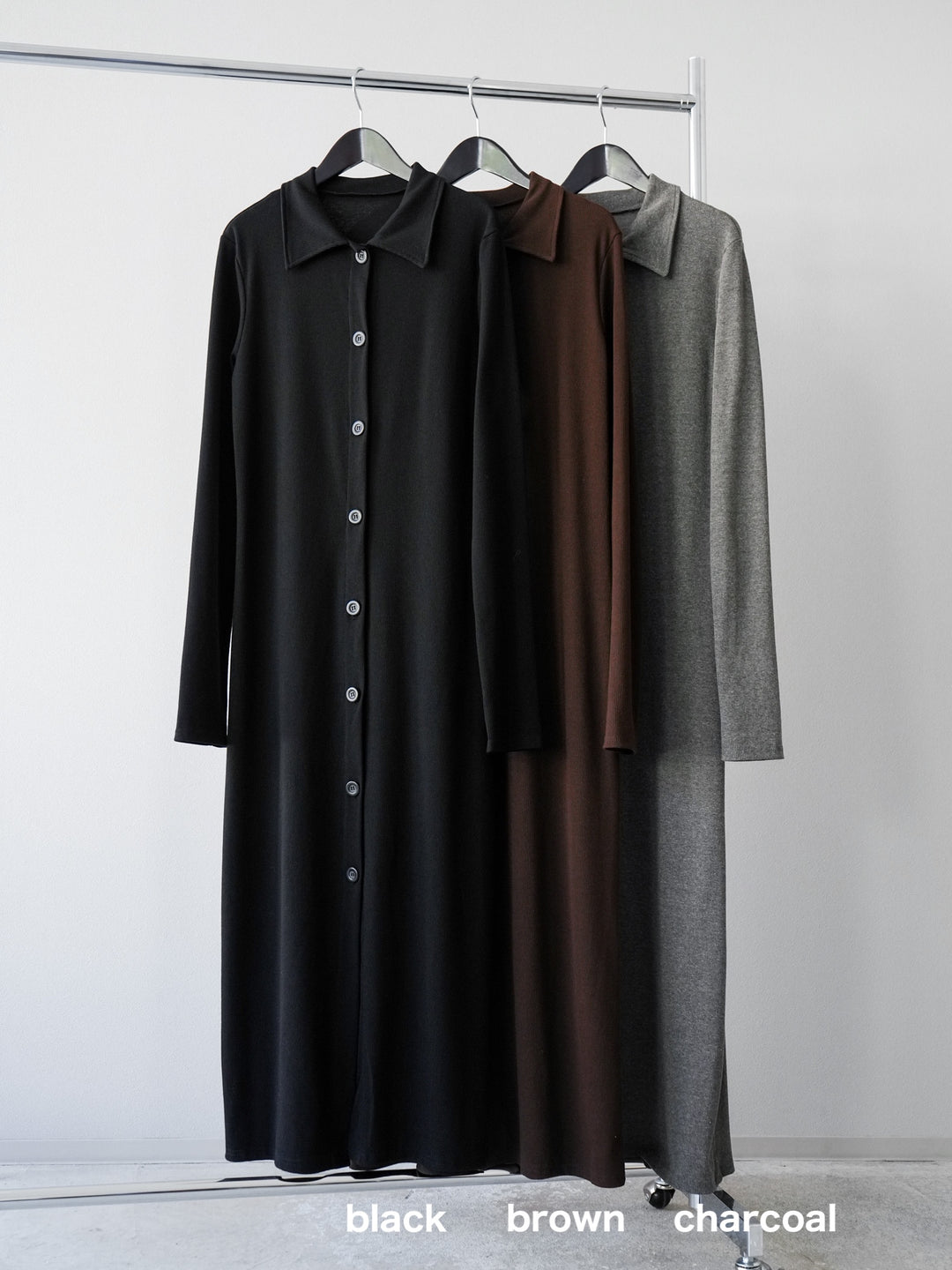 [SET]襟付きカットリブボタンワンピース+フラワープリントチュールレイヤードパンツ(2set)