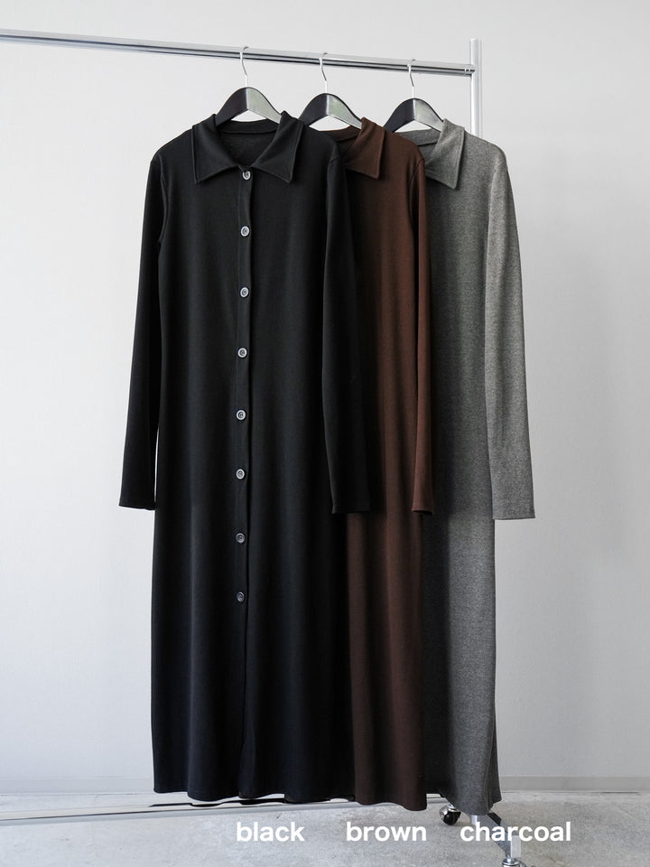 [SET]襟付きカットリブボタンワンピース+フラワープリントチュールレイヤードパンツ(2set)