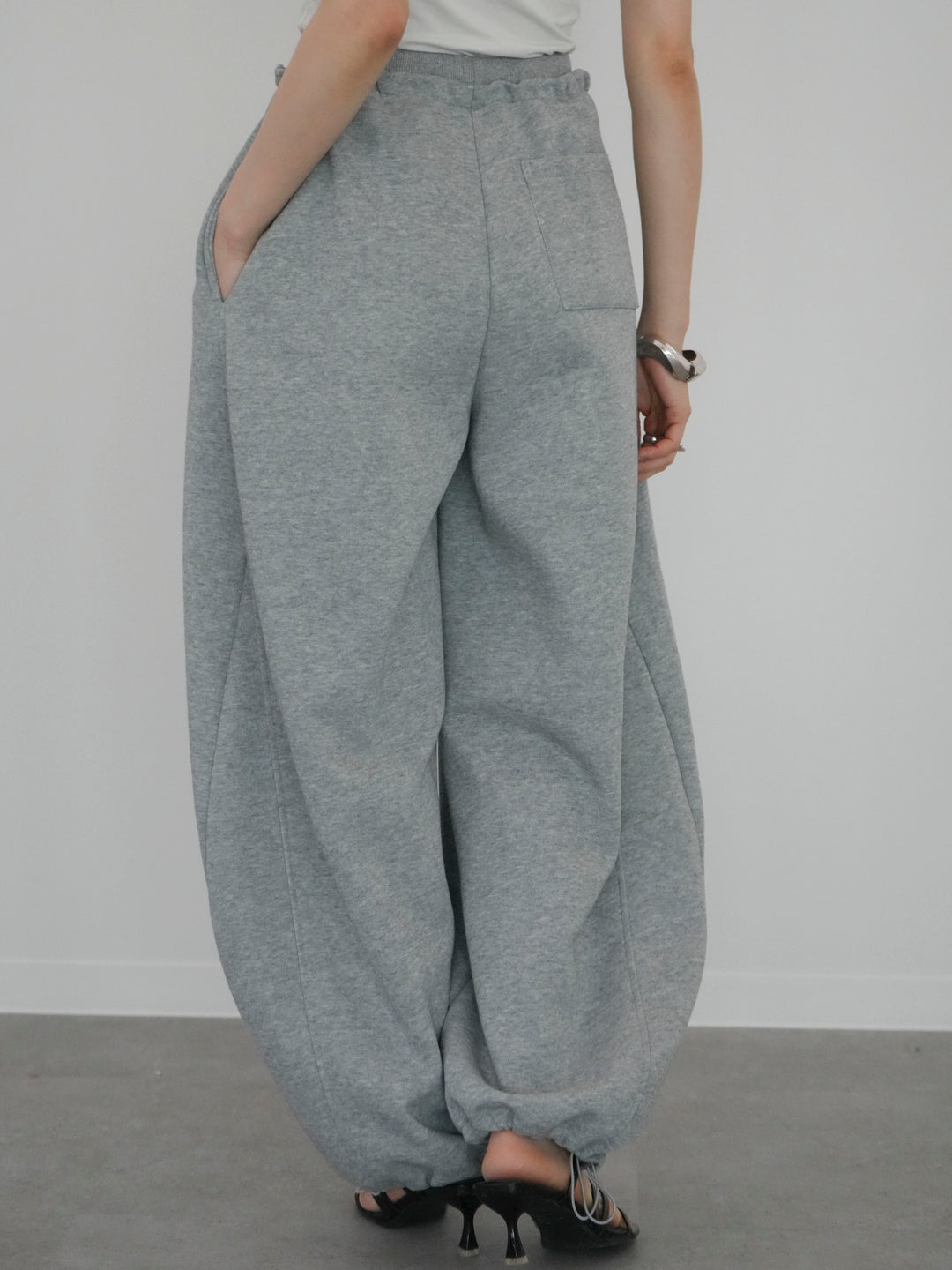 [予約]ダブルウエストドロストヘムスウェットパンツ/gray