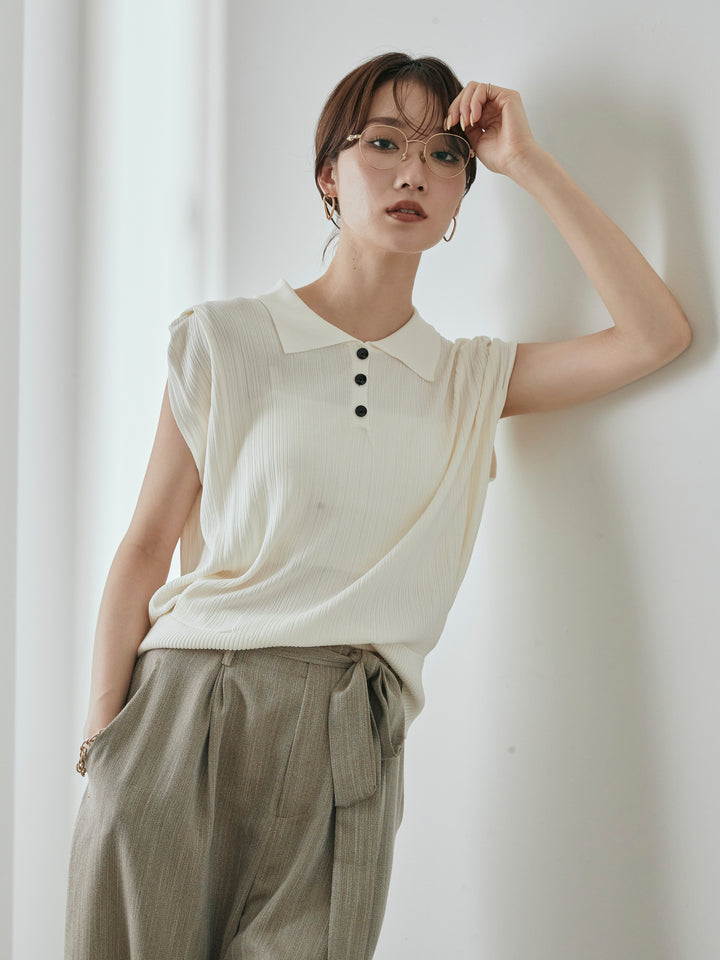 [予約]ランダムリブポロニットベスト/オフ