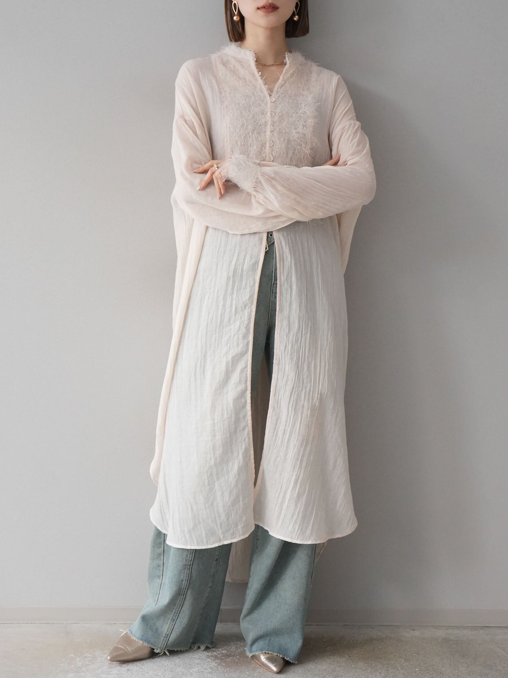 あおい　23エクリュ 予約]リネンタッチタックブラウス/エクリュ – Lumier