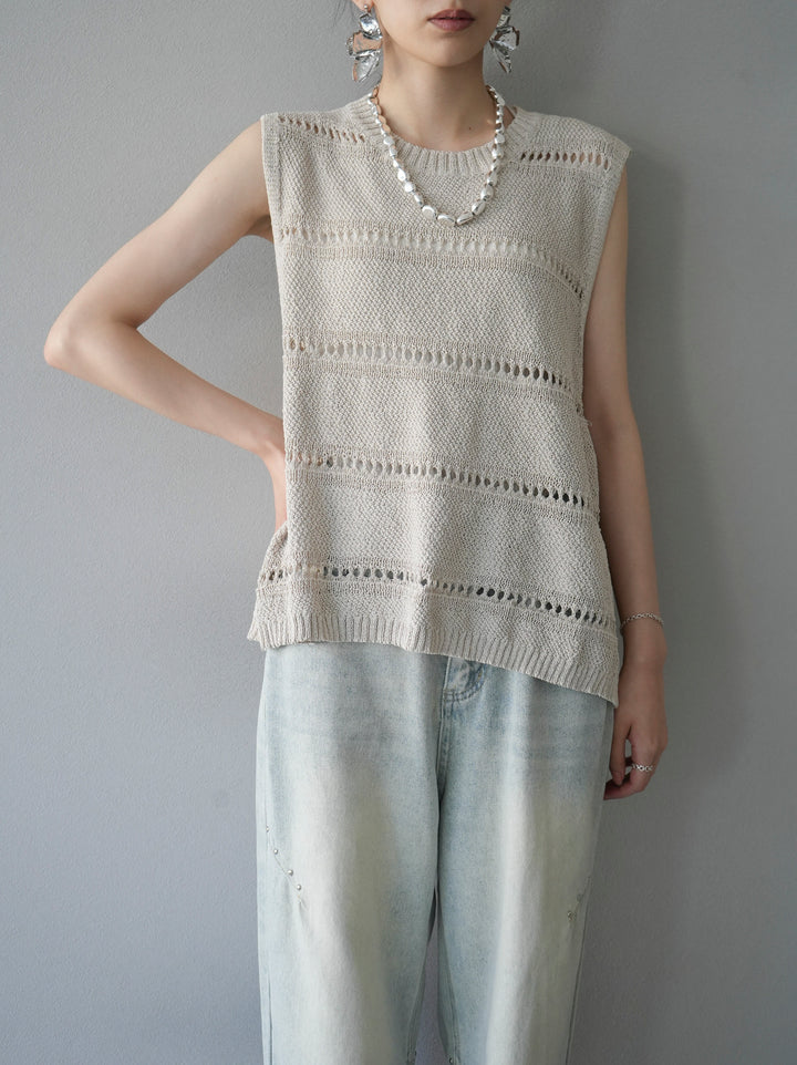 [Pre-order] Sleeveless summer knit pullover/beige