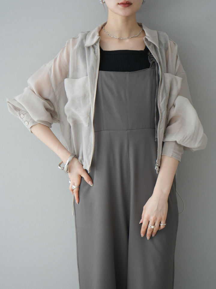 [預訂] 繫帶荷葉邊連身衣/灰色