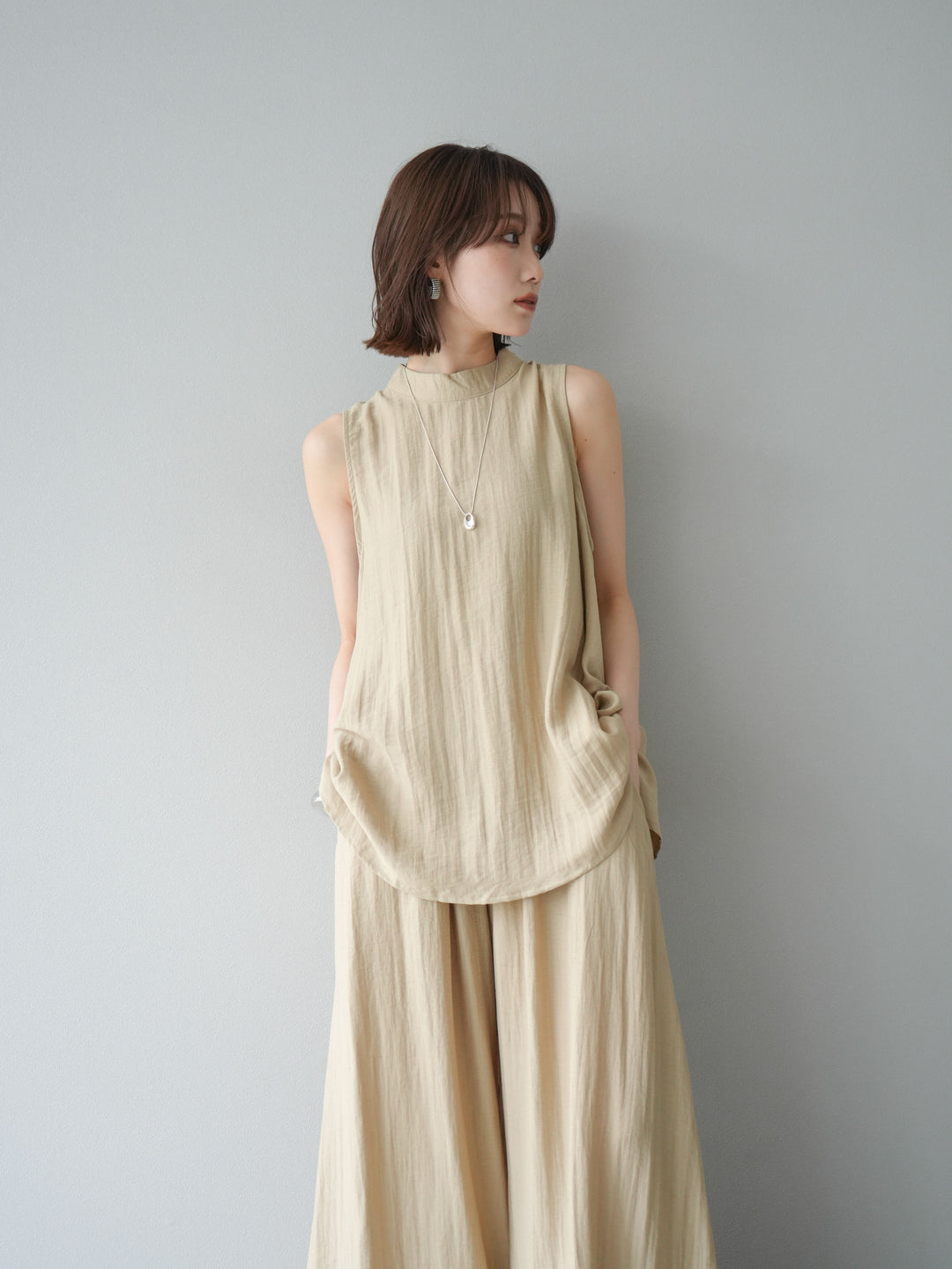 [SET]ホルターネックバックスリットブラウス＆スーパーワイドパンツSET UP(2set)