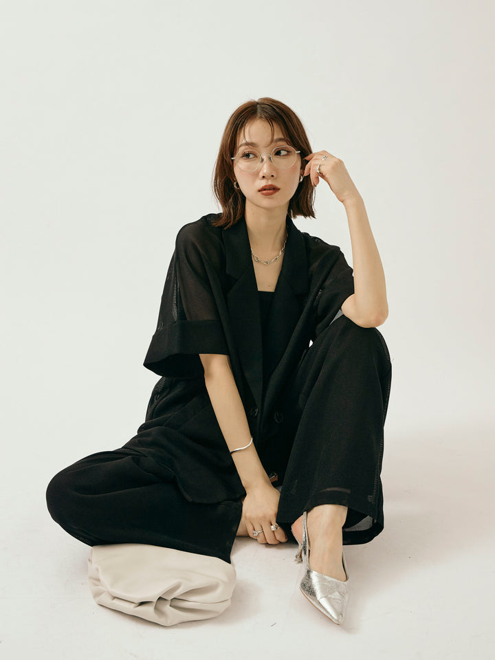 【Allure】[SET]メッシュハーフテーラードジャケット+メッシュハーフテーラードジャケット(2set)