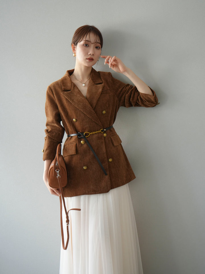 [SET]ベロアダブルジャケット+チュールボリュームスカート(2set)