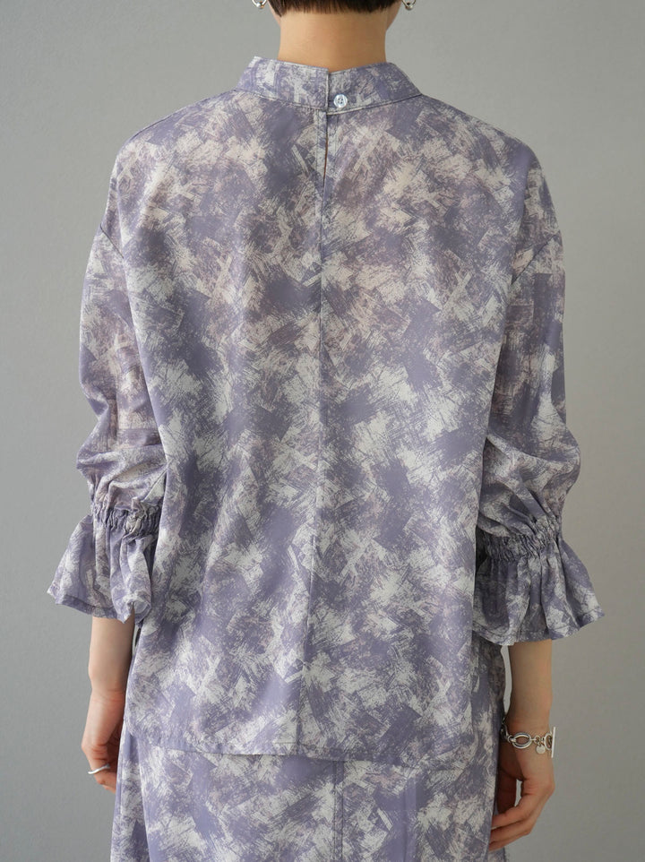 【預訂】Nuance圖案糖果袖上衣/淡紫色