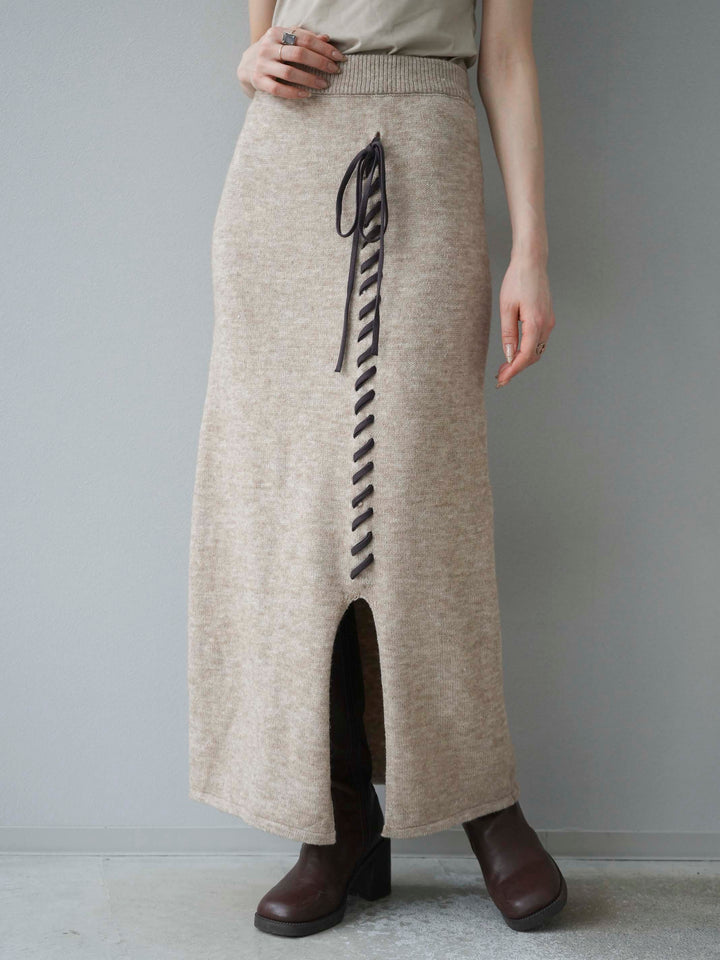 [Pre-order] Hand-stitched color scheme design skirt/beige