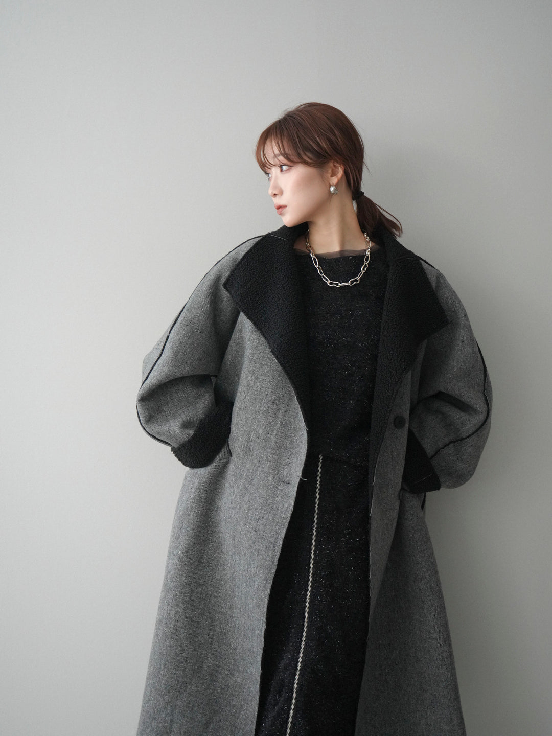 [予約]アウトシーム裏ボアコート/gray