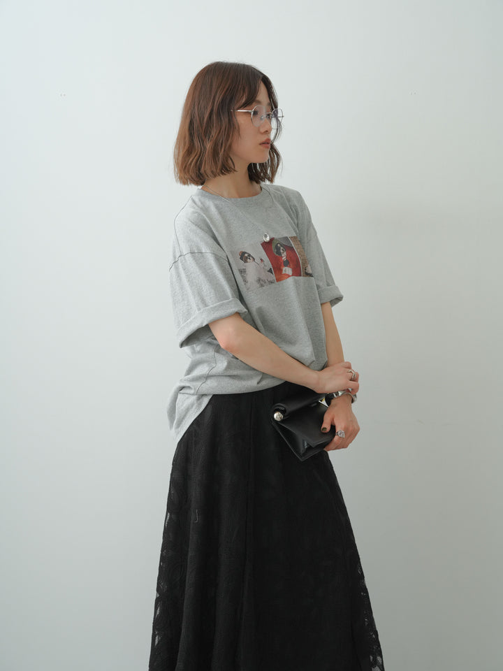 [SET]スリードッグフォトボックスTEE+フラワーレースレイヤードスカート(2set)