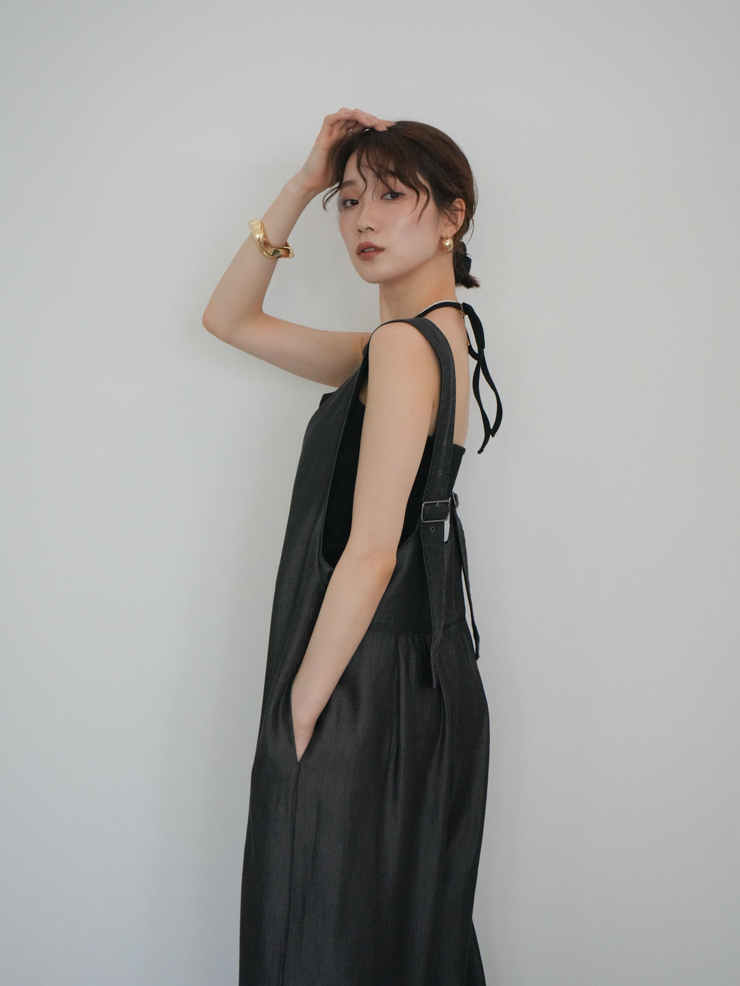 [予約]前後2WAYテンセルデニムオールインワン/black