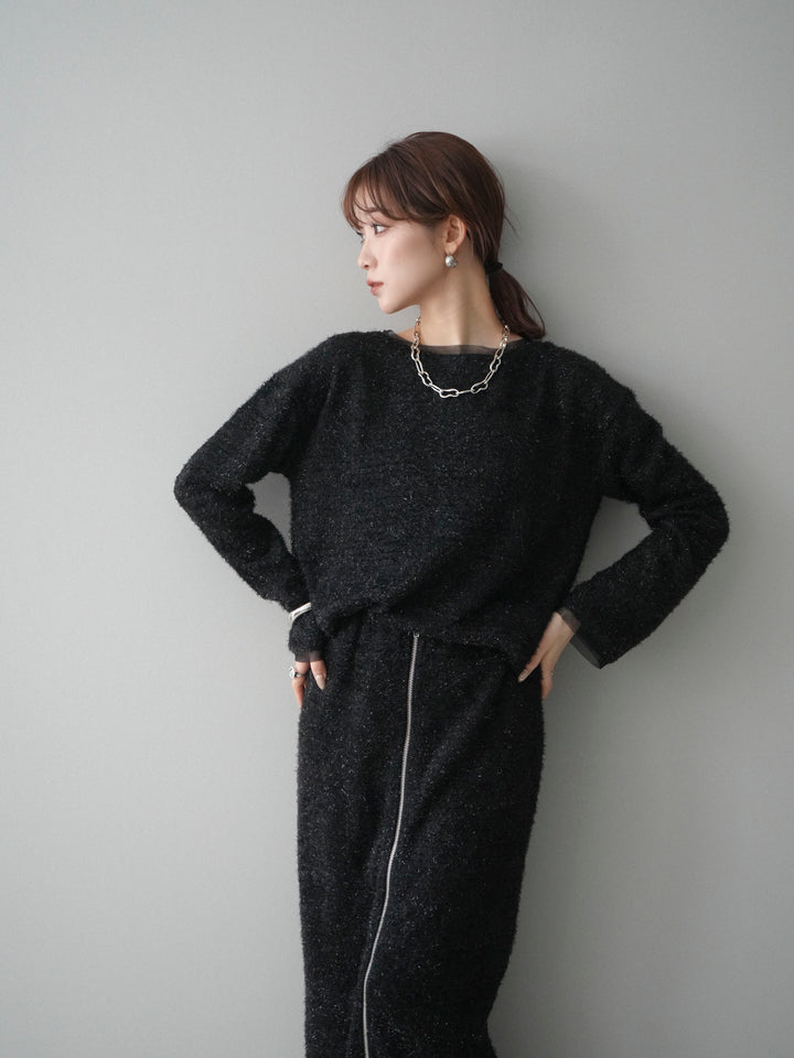 [予約]ラメシャギートップス/black