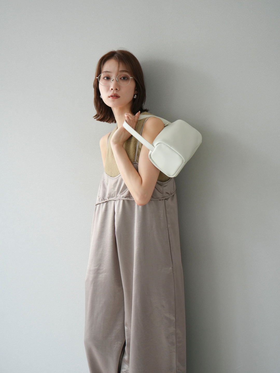 [予約]サテンビスチェオールインワン/グレージュ