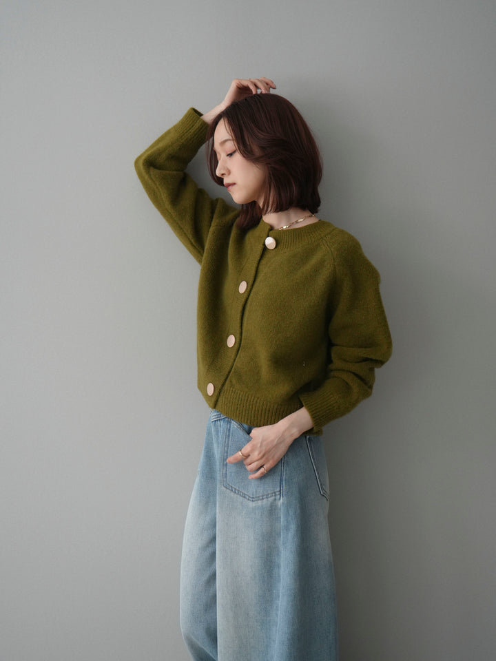 [予約]BIGボタンニットカーディガン/ green