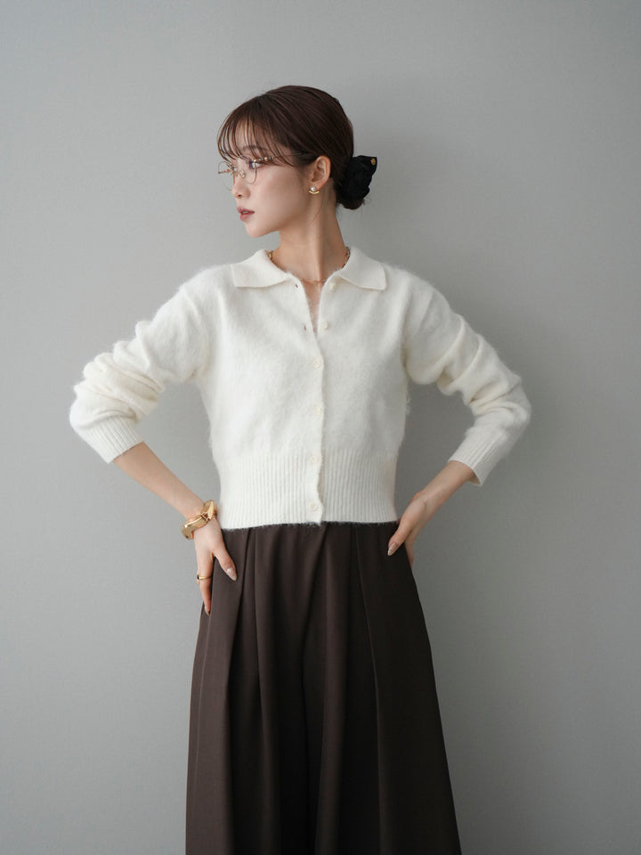 [SET]モヘア衿付きボタンプルオーバー+テープベルトタックバギーパンツ(2set)