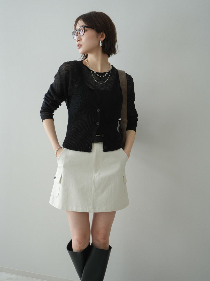 [予約]ビスチェアンサンブルシアーニット/black