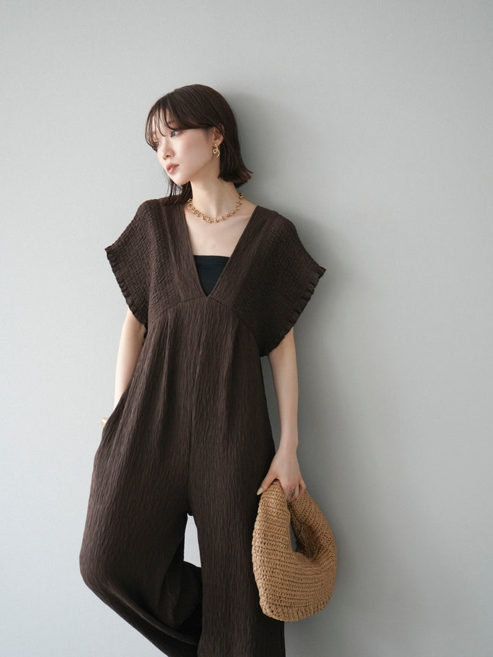 [SET]楊柳シャーリングサロペット+楊柳シャーリングサロペット(2set)