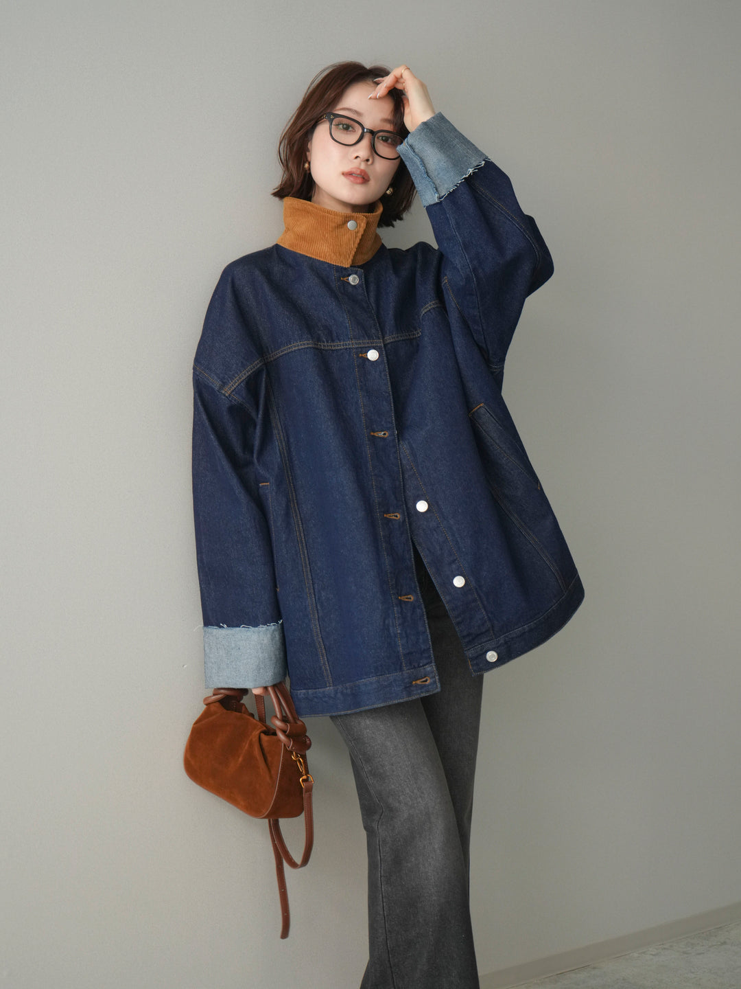 [予約]コーデュロイ×デニムミドルジャケット/indigo