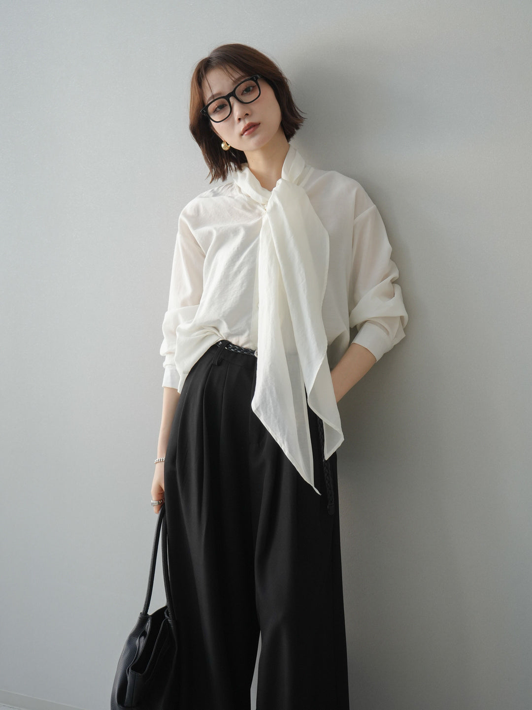 [予約]シアーボウタイブラウス/ivory