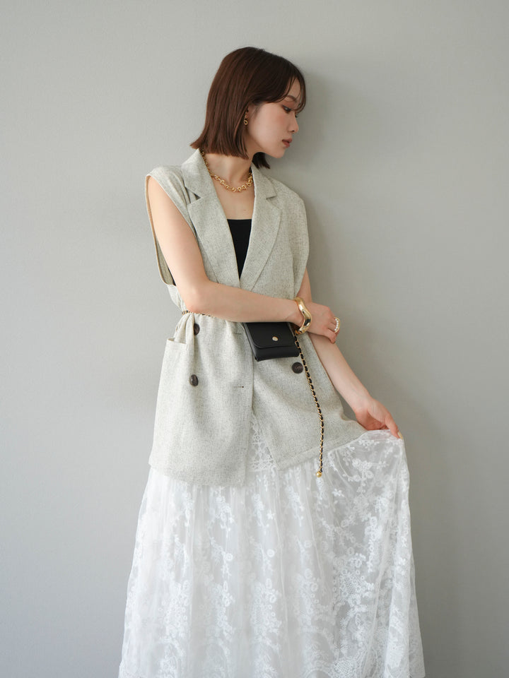 [予約]ミックスツイードジレ/アイボリー