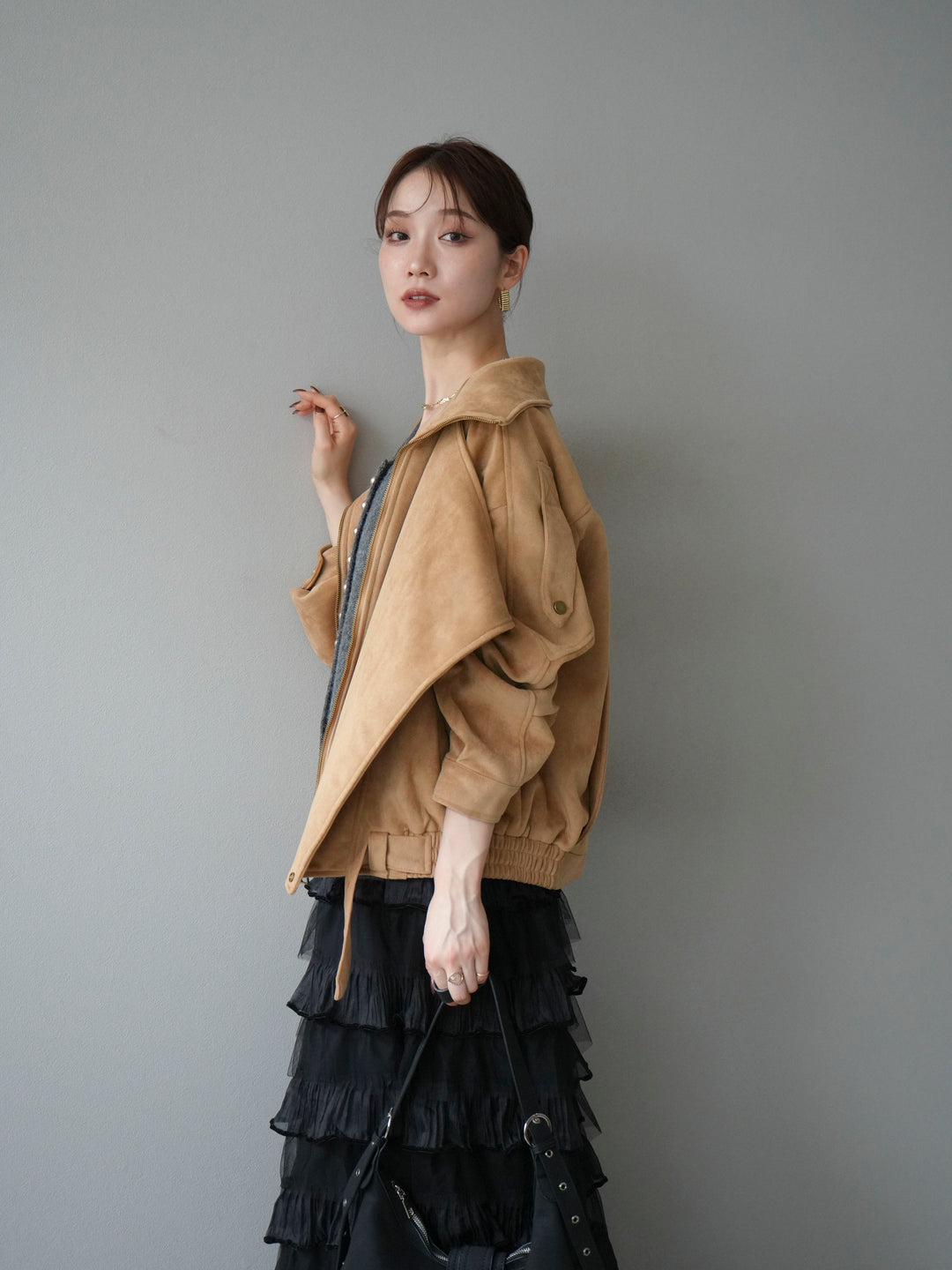 [予約]スエードライダースジャケット/ベージュ