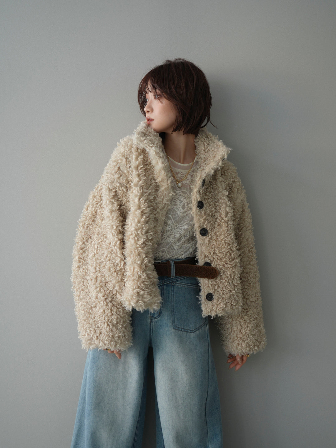 [SET]プードルファーミドルスタンドブルゾン+選べるアクセセット(2set)