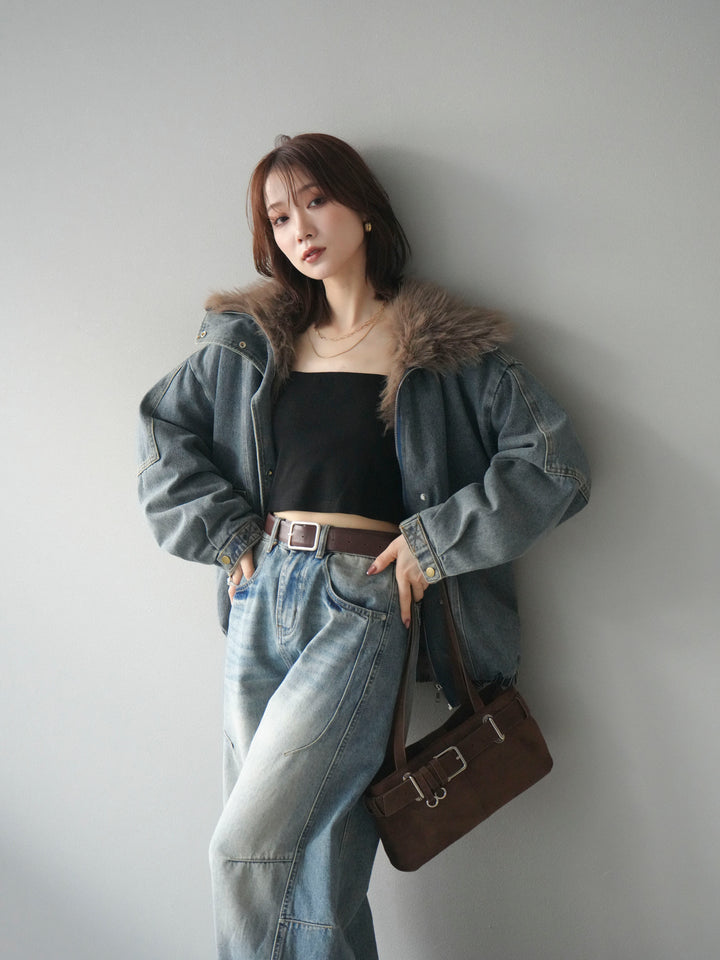 [SET]デニムxファーブルゾン+選べるアクセセット(2set)