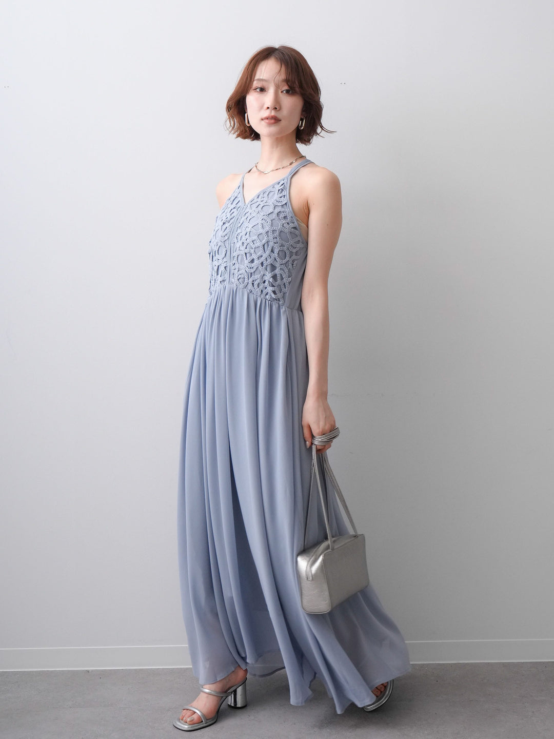 [SET]クロシェシフォンキャミワンピース+選べるアクセセット(2set)