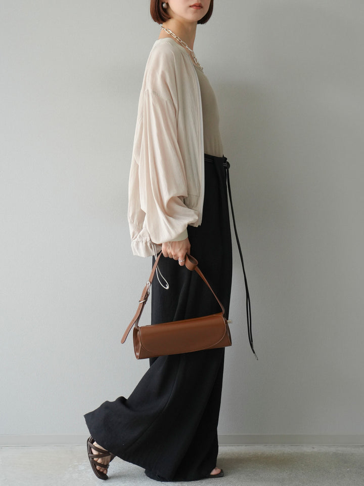 [予約]ロープデザインベルトリネンタッチワイドパンツ/ブラック